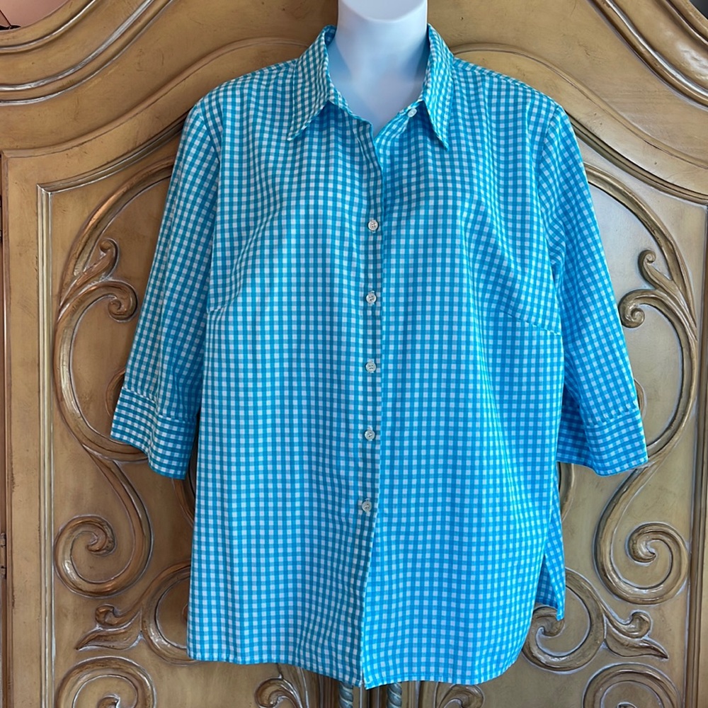 Gemilli aqua checked button down